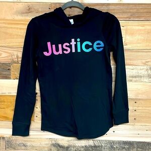 Justice size 12 black sparkly logo hoodie